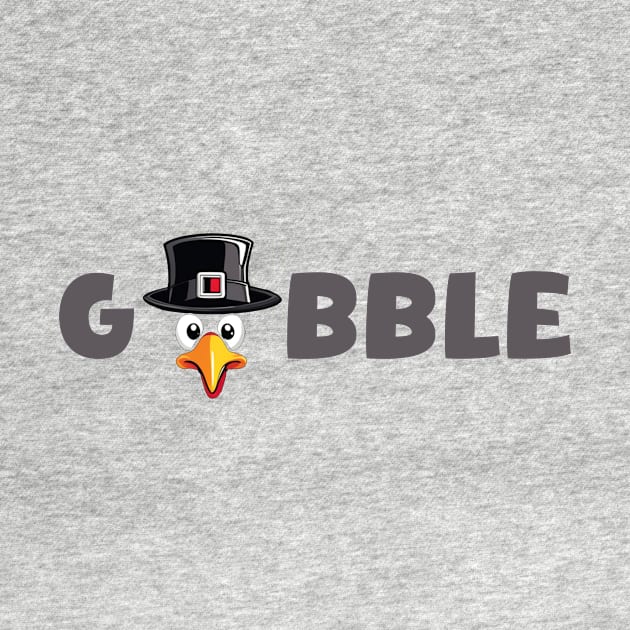 Gobble turkey head with hat funny thanksgiving design by Edgi